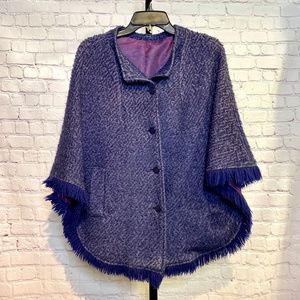 1960's Tweed-Boucle Cape/Poncho/Shawl with fringe